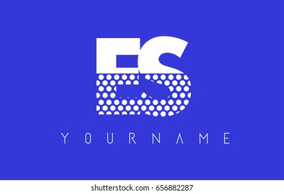 ES E S Dotted Pattern Letter Logo Design Vector with Blue Background.