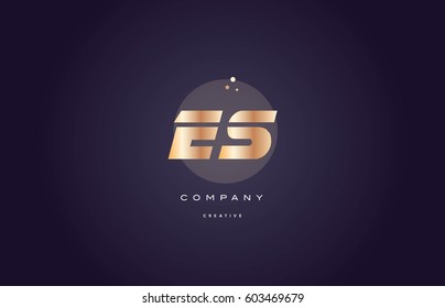 es e s  gold yellow golden metal metallic bold luxury product modern creative gradient alphabet company logo design vector icon template