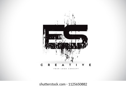 ES E S Grunge Brush Letter Logo Design in Black Colors. Creative Brush Letters Vector Illustration.