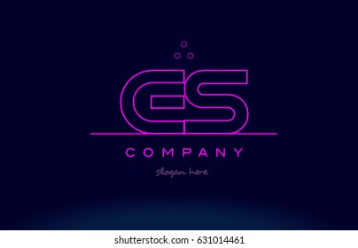 es e s letter alphabet text pink purple dots contour line creative company logo vector icon design template