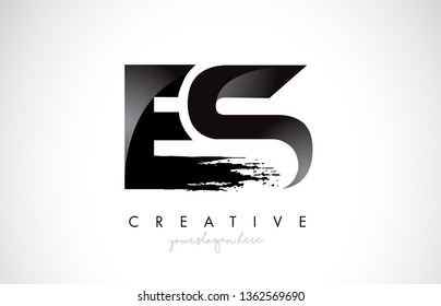 ES E S Letter Design with Brush Stroke and Modern 3D Look Vector Illustration.