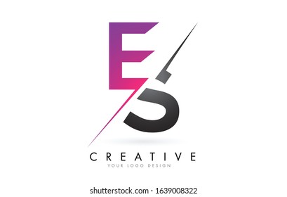 ES E S Letter Logo with Colorblock Design and Creative Cut. Creative logo design.