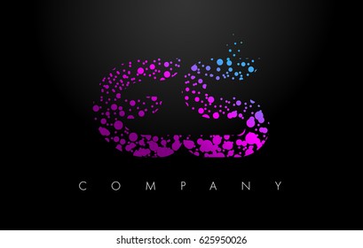 ES E S Letter Logo with Purple Blue Particles and Bubble Dots Design Vector.