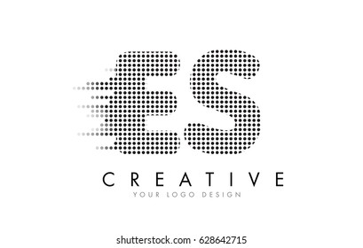 ES E S Letter Logo Design with Black Dots and Bubble Trails.