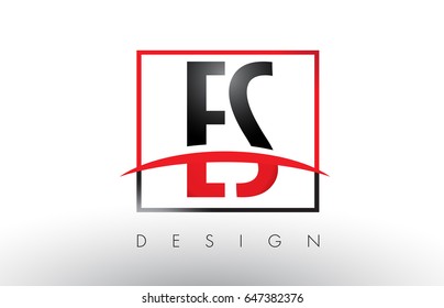 ES E S Logo Letters with Red and Black Colors and Swoosh. Creative Letter Design Vector.