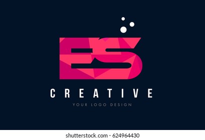 ES E S Purple Letter Logo Design with Low Poly Pink Triangles Concept