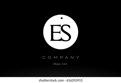 ES E S simple black white circle background alphabet company logo design vector icon template