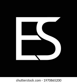 ES E S simple minimal vector letter logo monogram design initials white on black background template sign