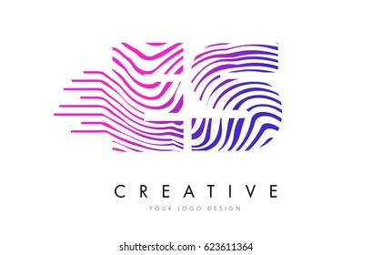 ES E S Zebra Letter Logo Design with Black and White Stripes Vector