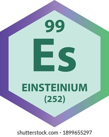 Es Einsteinium Actinoid Chemical Element Periodic Table. Hexagon vector illustration, colorful Hexagon clean style Icon with molar mass and atomic number for Lab, science or chemistry education.