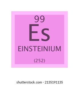 Es Einsteinium Actinoid Chemical Element Periodic Table. Simple flat square vector illustration, simple clean style Icon with molar mass and atomic number for Lab, science or chemistry class.