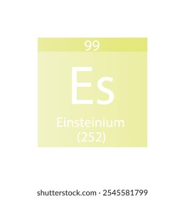 Tabela Periódica Do Elemento Químico Actinoide Do Es Einsteinium. Simples ilustração de vetor quadrado plano, simples ícone de estilo limpo com massa molar e número atômico para Lab, ciência ou classe de química.