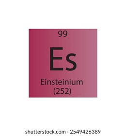 Tabela Periódica Do Elemento Químico Actinoide Do Es Einsteinium. Simples ilustração de vetor quadrado plano, simples ícone de estilo limpo com massa molar e número atômico para Lab, ciência ou classe de química.