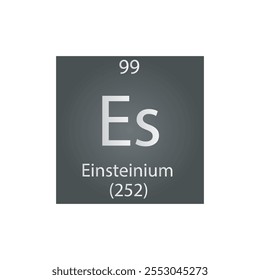 Es Einsteinium Actinoid Chemical Element Tabla Periódica. Ilustración vectorial cuadrada plana simple, icono de estilo limpio simple con masa molar y número atómico para laboratorio, ciencia o clase de química.