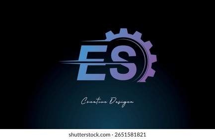 ES Gear Fusion Logo – Industrial Tech-Inspired Letter mark Futuristic Industrial Letter Mark Design for Technology and Engineering Brands.