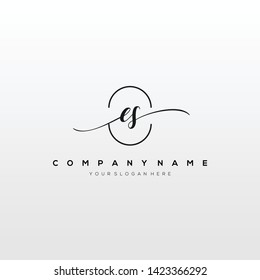 ES handwriting initial logo template vector.