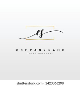 ES handwriting initial logo template vector.