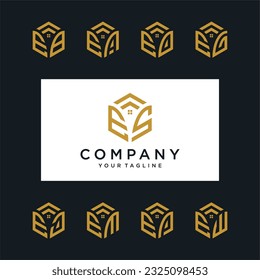 ES Hexagon logo vector. Hexagon logo design with two initials,  Real estate and construction.
