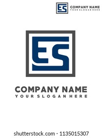 ES initial box letter logo template vector