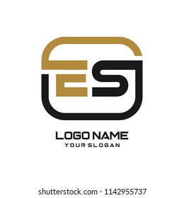 ES initial box letter logo template vector