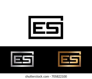 ES initial box shape Logo designs template
