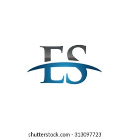 ES initial company blue swoosh logo