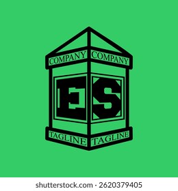 ES Initial Explore this unique collection of alphabet house logos,featuring stylish letter combinations inside a geometric house outline. Perfect for branding, real estate businesses, graphic design