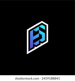 ES initial gradient blue gaming concept ideas for esport team, twitch and streamer