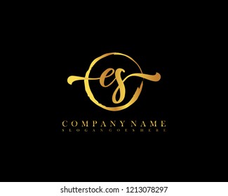 ES initial handwriting logo circle template vector