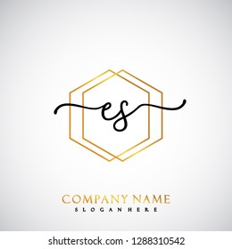 ES Initial Handwriting logo template vector