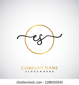 ES Initial Handwriting logo template vector