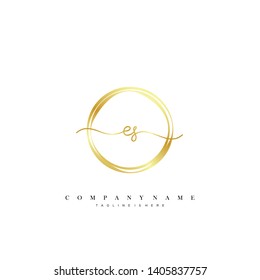 ES initial handwriting logo template vector