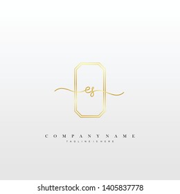 ES initial handwriting logo template vector