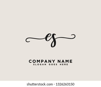 ES Initial Handwriting Logo Vector