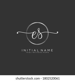 ES Initial handwriting logo vector