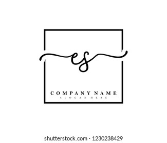 ES Initial handwriting square minimalist logo vector