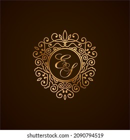 ES initial letter luxury monogram logo, elegant ornamen jewelry, emblem of love shape heart