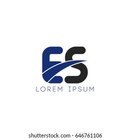 es initial letter uppercase logo blue and black