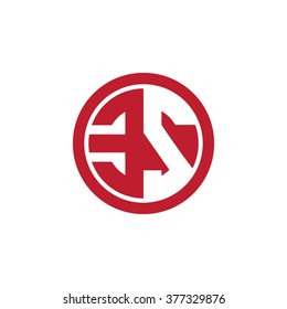 ES initial letters circle business logo red