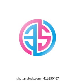 ES initial letters linked circle logo pink blue