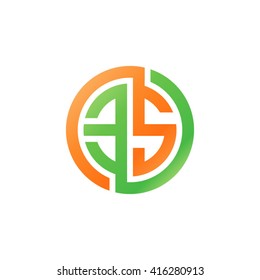 ES initial letters linked circle logo orange green