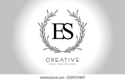 ES initial letters logo design template  with flower circle