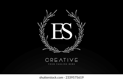 ES initial letters logo design template  with flower circle