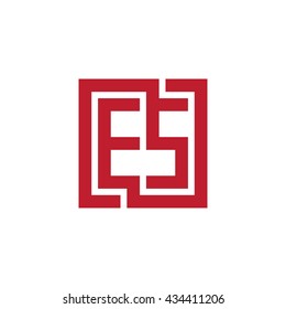 ES initial letters looping linked square logo red