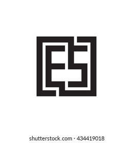 ES initial letters looping linked square monogram logo
