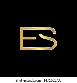 ES Initial logo Capital Letters Gold colors