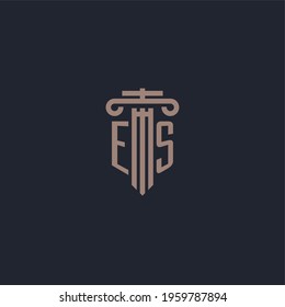 ES initial logo monogram with pillar style design for law firm and justice company