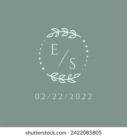 ES initial modern monogram wedding with creative circle line