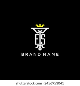 ES initial monogram brand logo design for crown vector image