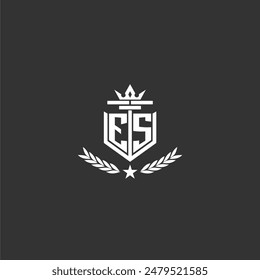 ES Initial Monogram brandes Logo Design für Crown Vektorgrafik Bild